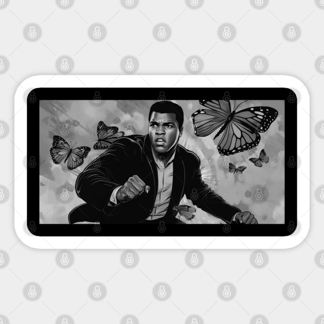 Muhammad Ali - Float like a Butterfly Sticker by UrbanLifeApparel